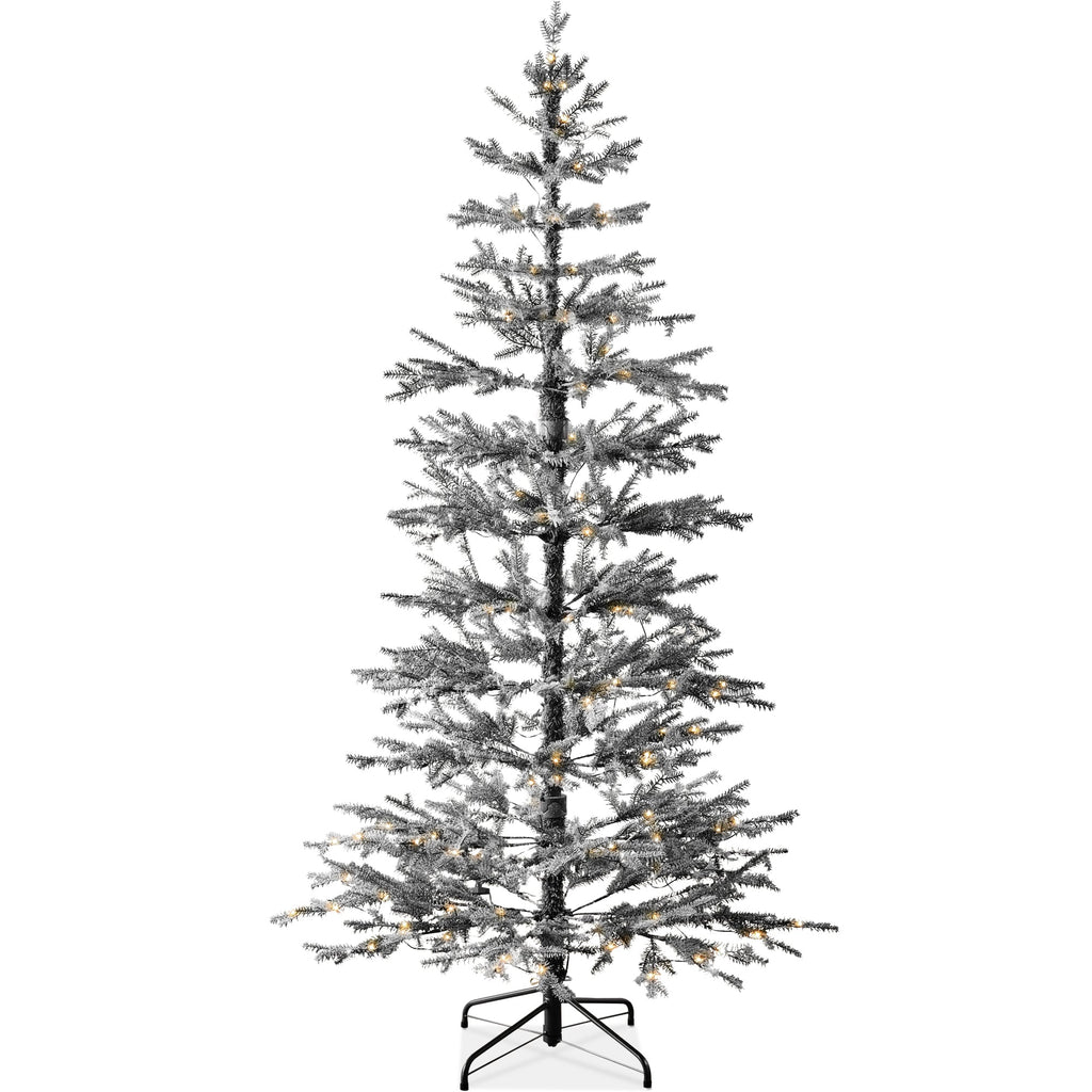 Black Pre-Lit Sparse Flocked Christmas Tree w/ 2-in-1 LEDs, Cordless Connection